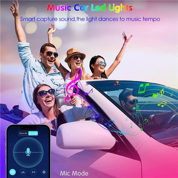 Interior Car Lights Keepsmile Car Accessories Car Led Lights APP Remote Control - Picture 4 of 7
